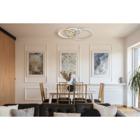 Stropné svietidlo, hliník strieborný a zlatý, akryl číry, plast biely, stmievateľné, niekoľko úrovní 1