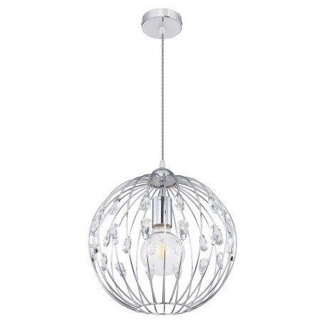 Závesné svietidlo, kov, chróm, krištáľ K9 číry, textilný kábel čierno-biely, Ø:300, V:1200, bez žiar 3