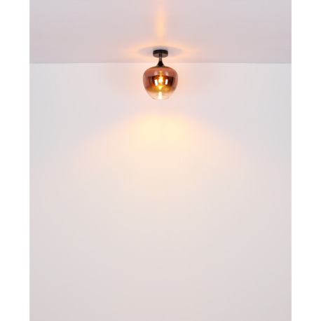 Závesné svietidlo, čierny matný kov, kov čierny chróm, sklo medenej farby, priehľadné, čierny textil 12