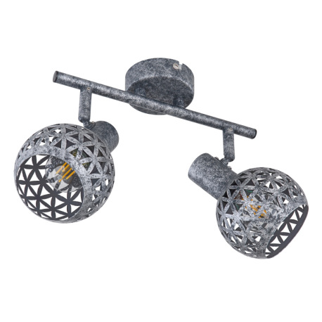 Nástenné svietidlo, kov sivý antik, tienidlo ručne maľované, tienidlo s dekoratívnym dierovaním, DxV 11