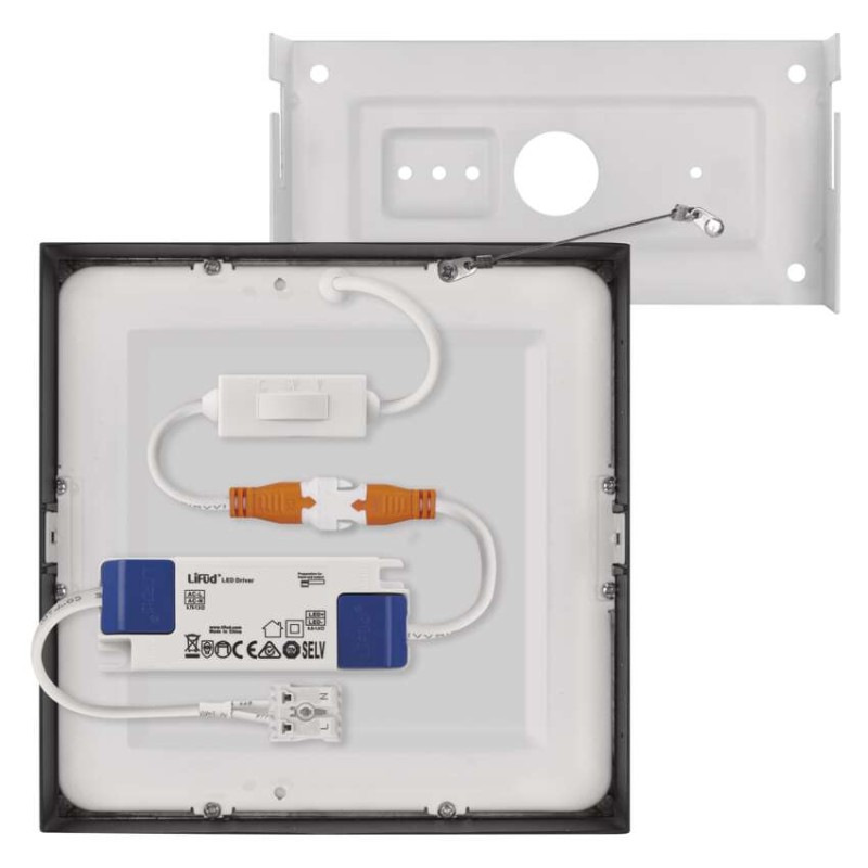 LED prisadené svietidlo NEXXO, štvorcové, čierne, 12,5W, CCT 8