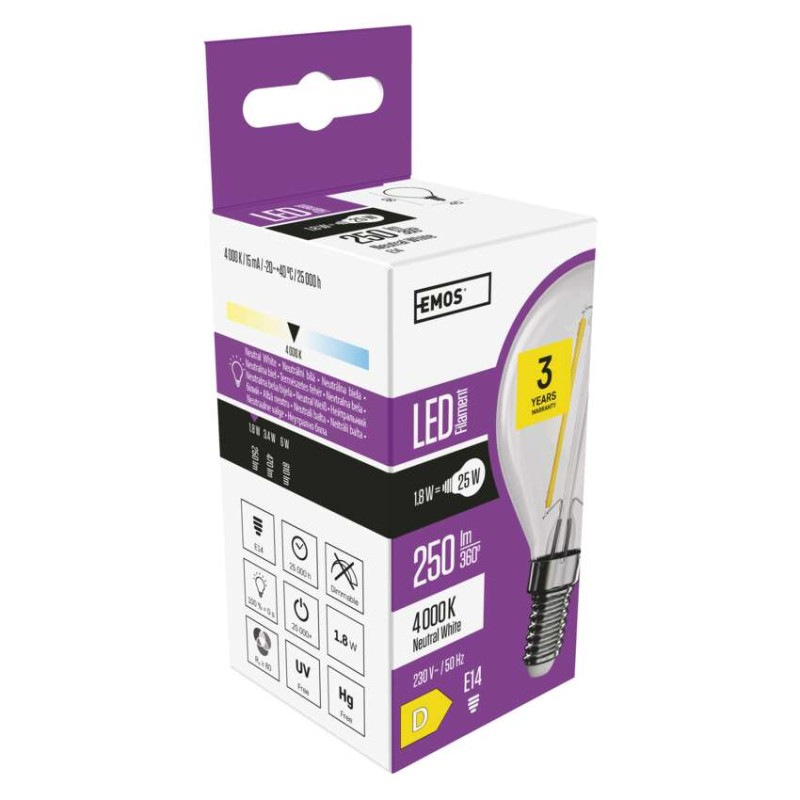 LED žiarovka Filament Mini Globe / E14 / 1,8 W (25 W) / 250 lm / neutrálna biela 6