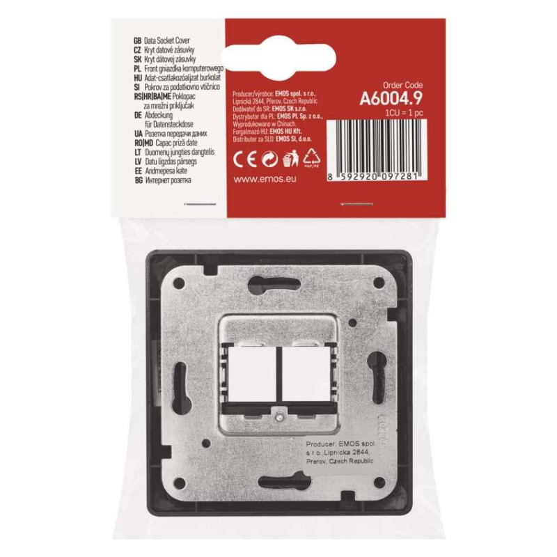 Kryt dátovej zásuvky 2xRJ45, antracit 4