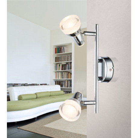 Nástenné svietidlo, kov, chróm, plast, chróm, sklenené kryštály číre, DxŠxV: 275x80x170, vrátane 2xL 2