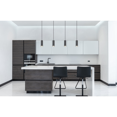 Závesné svietidlo, kov grafit/vzhľad dreva, čierny PVC kábel, DxŠxV:90x90x1200mm, bez žiarovky 1x GU 1