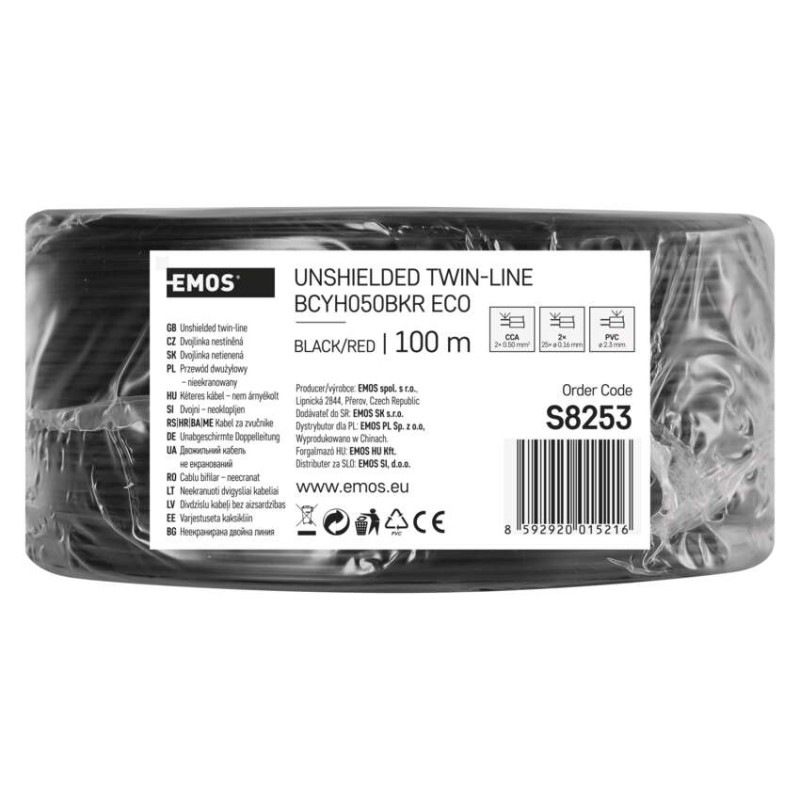 Dvojlinka ECO 2×0,5mm, čierno/červená, 100m 2