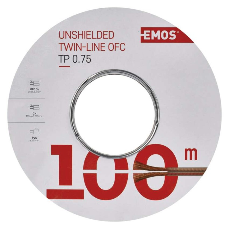 Dvojlinka netienená 2×0,75mm priehľadná, 100m 2