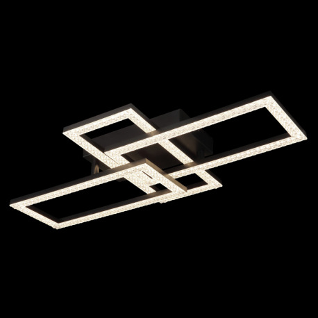 Stropné svietidlo, matný čierny plast, číre akrylové kryštály, otočné, DxŠxV: 614x340x93mm, LED 24W 1