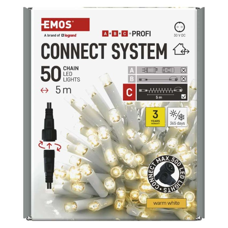 Profi LED spojovacia reťaz biela, 5 m, vonkajšia aj vnútorná, teplá biela 9