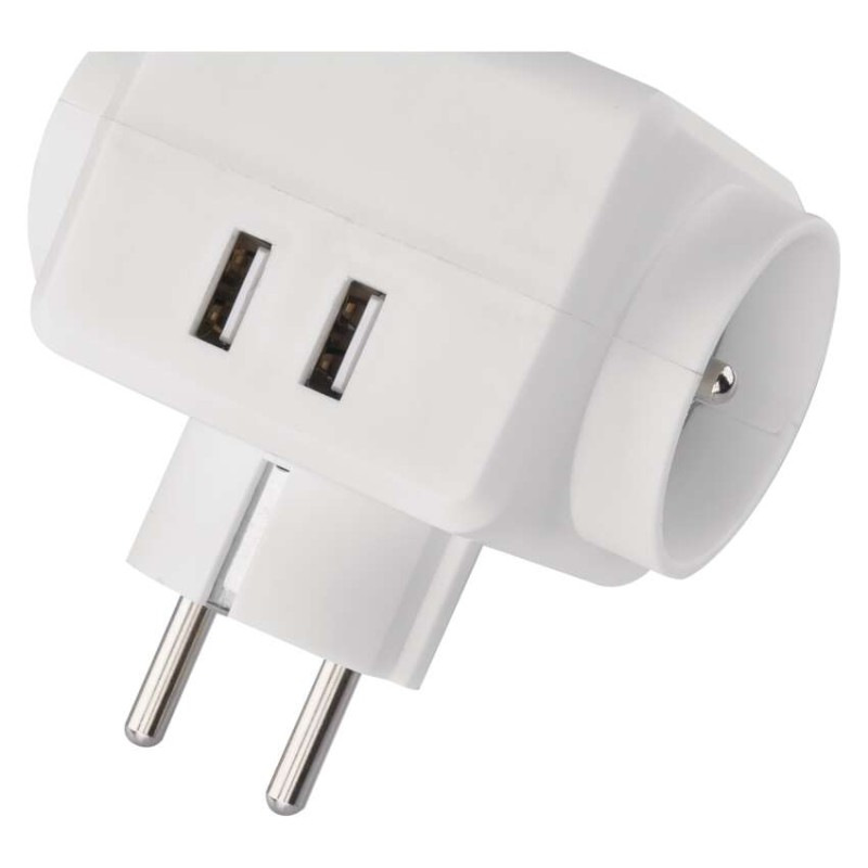 Rozbočovacia zásuvka 3× guľatá, 2× USB 8