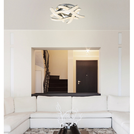 Stropné svietidlo, chróm, akryl, akrylové krištále, Ø 560, V:130, vrátane 1xLED 60W 230V, 4721lm, 35 1