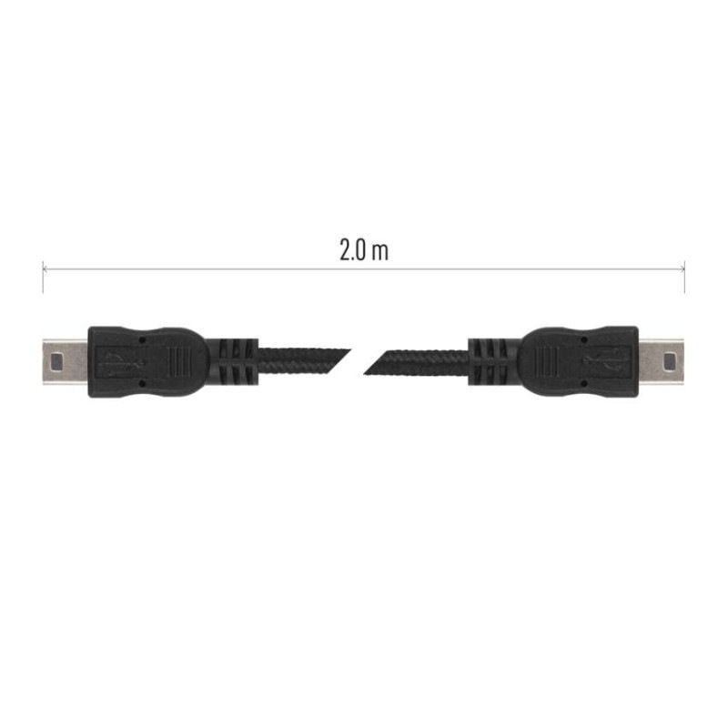 Nabíjací a dátový kábel USB-A 2.0 / mini USB-B 2.0, 2 m, čierny 3
