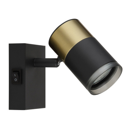 Nástenné svietidlo, kov čierny, hliník medený a čierny, plast dymový, kolískový vypínač, ŠxV: 70x90m 11