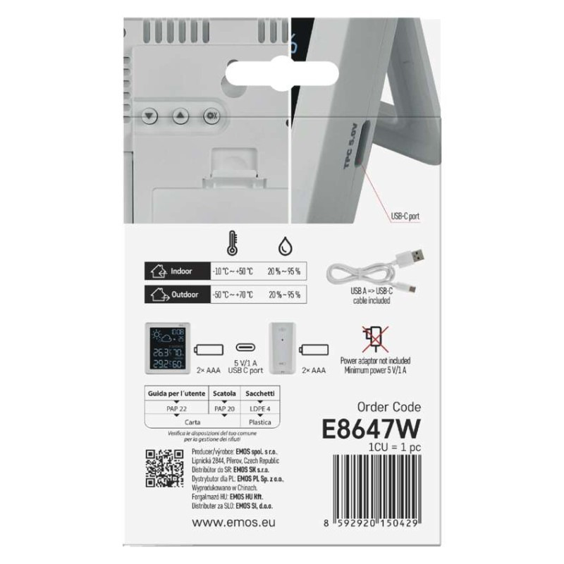 Domáca bezdrôtová meteostanica E8647W 13