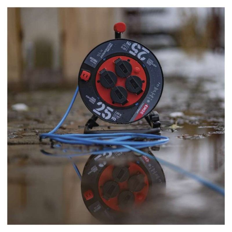 Špeciálny predlžovací kábel na bubne 25 m / 4 zásuvky / PVC/ 230 V / 1,5 mm2 4