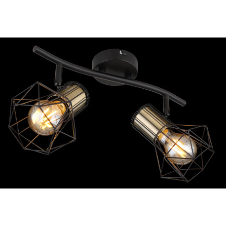 Nástenné svietidlo, kov čierny, kovová mriežka čierna, DxŠxV:340x130x190mm, bez žiaroviek 2x E27, ma 2