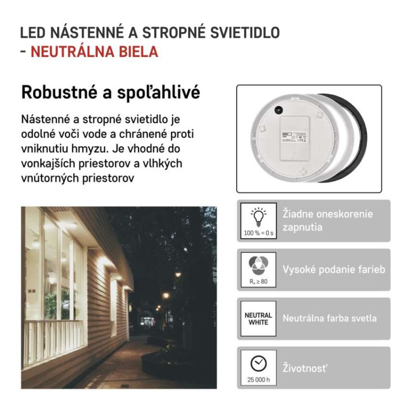 LED prisadené svietidlo ZURI, kruhové č/b 14W neutrálna biela 4