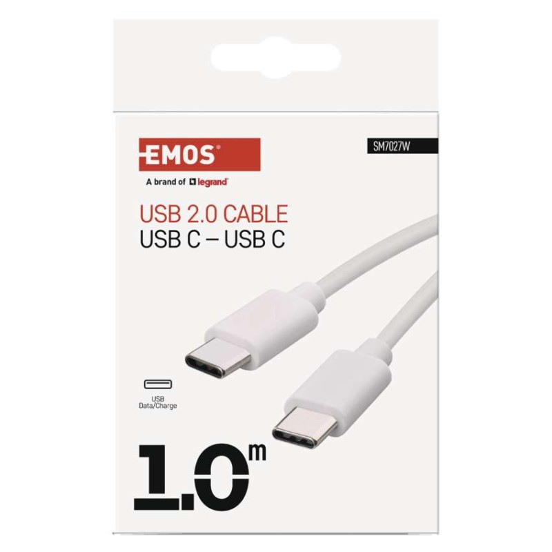 Nabíjací a dátový kábel USB-C 2.0 / USB-C 2.0, 1 m, biely 1