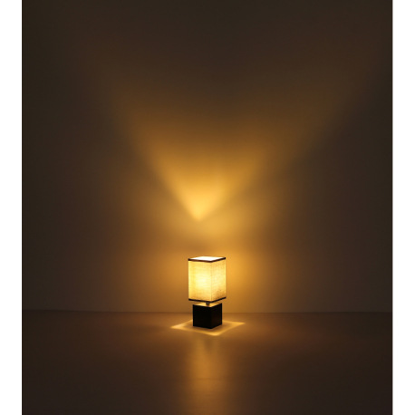 Stolná lampa drevo čierne, textil antracit, kábel PVC čierny, kolískový vypínač na kábli, DxŠxV: 120 9