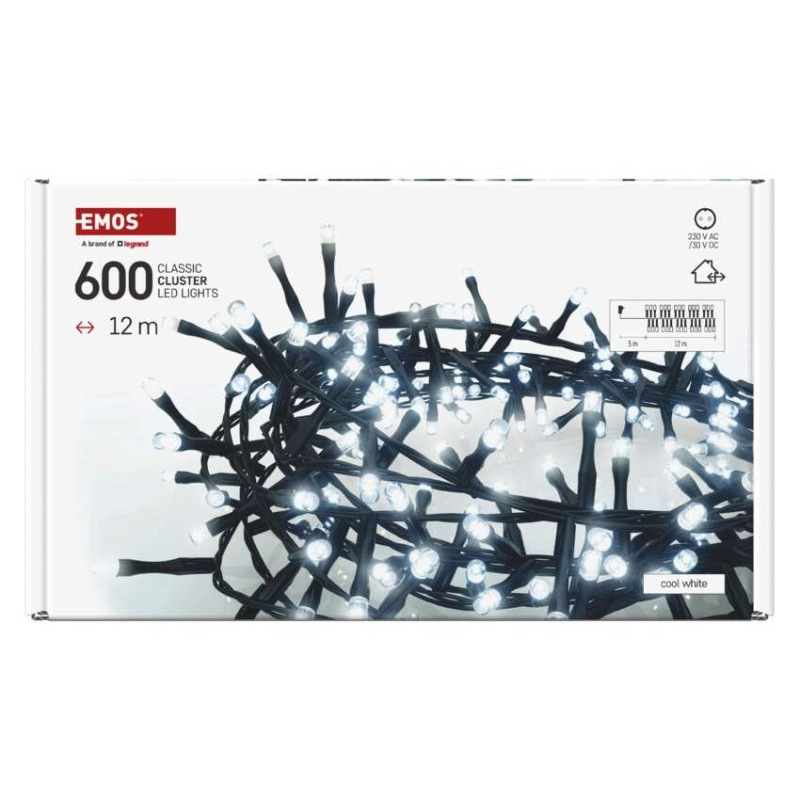 LED vianočná reťaz – ježko, 12 m, vonkajšia aj vnútorná, studená biela, časovač 7