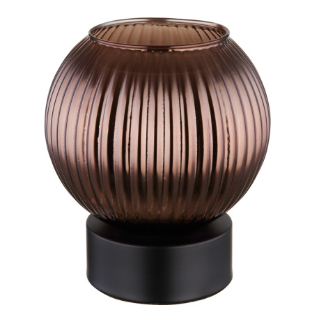 Stolové svietidlo, kov čierny matný, sklenená guľa bronzovej farby, vnútorné sklo biele, kábel PVC č 7