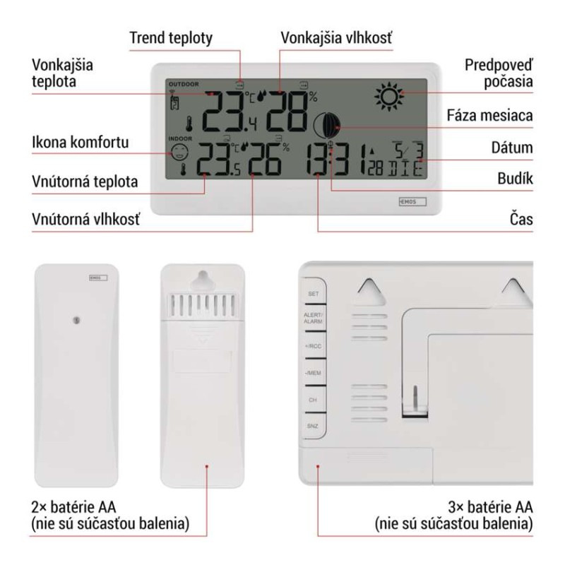 Domáca bezdrôtová meteostanica E0531 5