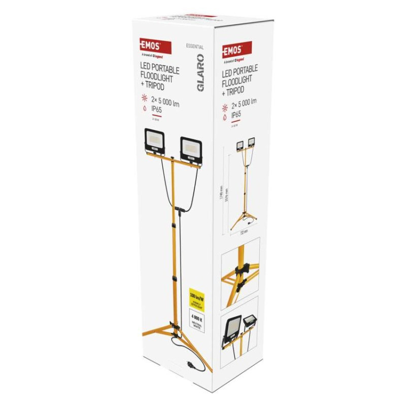 LED reflektor GLARO, 2×50W + trojnožka, neutrálna biela 1
