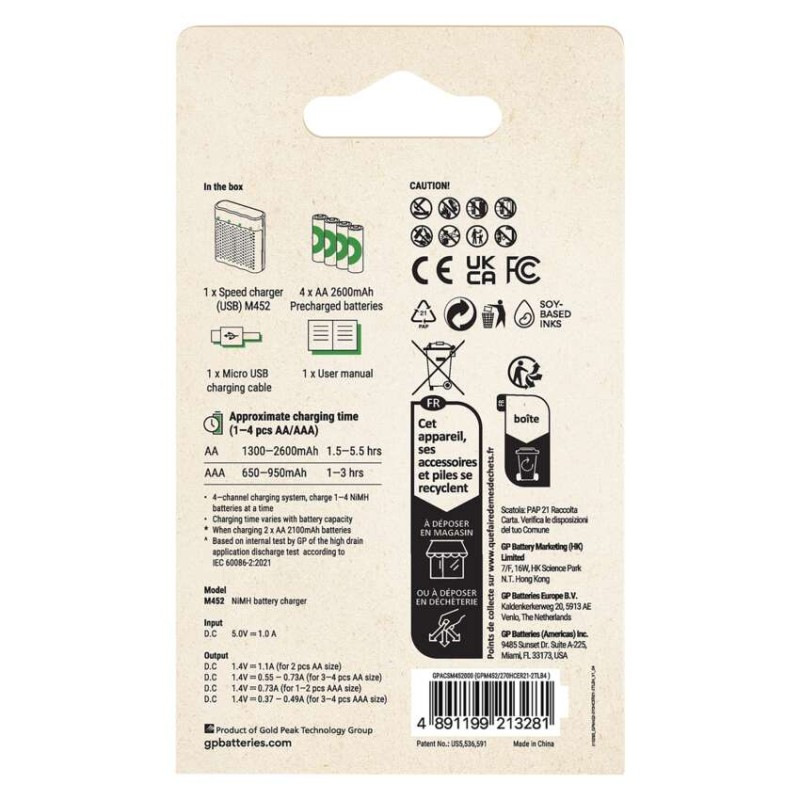 GP nabíjačka batérií Speed M452 + 4AA ReCyko 2600 8