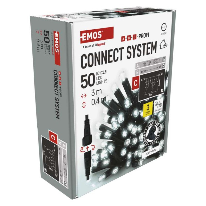 Profi LED spojovacia reťaz čierna – cencúle, 3 m, vonkajšia, studená biela 10