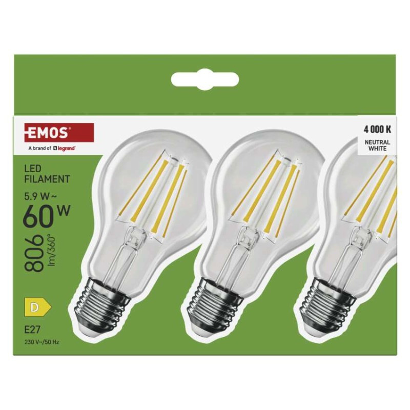 LED žiarovka Filament A60 / E27 / 5,9 W (60 W) / 806 lm / Neutrálna biela 6