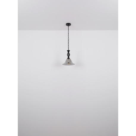 Závesné svietidlo, kov čierny matný, dymové sklo, kábel PVC čierny, ø:555mm, V: 1300mm, bez žiarovie 15
