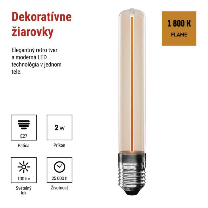 LED žiarovka DECO T30 / E27 / 2 W (11 W) / 100 lm / flame 1