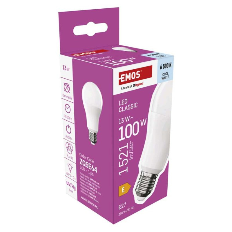 LED žiarovka Classic A60 / E27 / 13 W (100 W) / 1521 lm / Studená biela 6