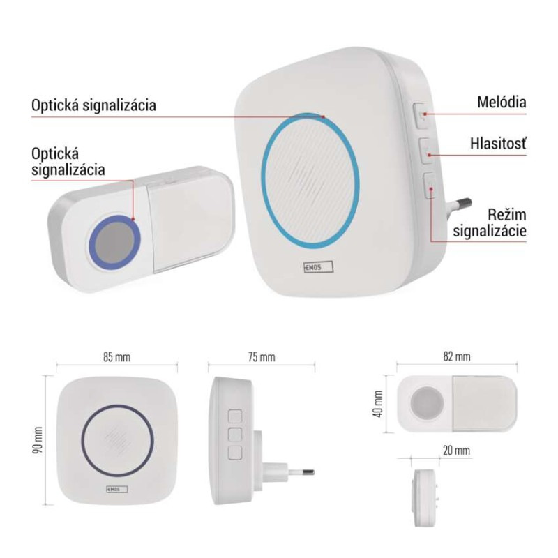 Domový bezdrôtový zvonček P5737 do zásuvky 8