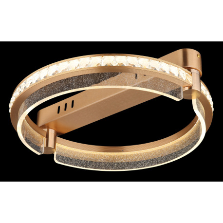 Stropné svietidlo, kov zlatej farby, hliník zlatej farby brúsený, K5 krištále číre, akryl číry, stmi 16