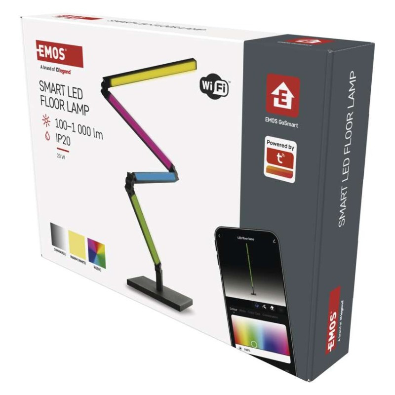 GoSmart LED stojaca lampa, čierna, 175 cm, teplá biela / RGBIC WiFi 11