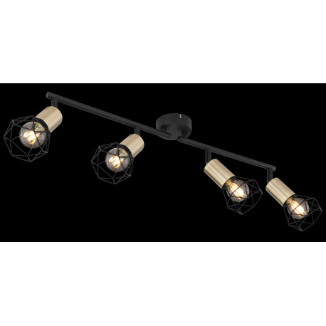 Stropné svietidlo, kov, čierna, starožitná mosadz, nastaviteľné, Ø:600xŠxV:600x80x205, bez žiaroviek 2