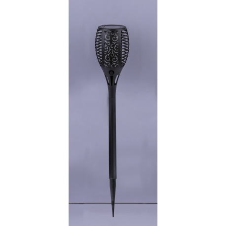 Solárne svietidlo, plast čierny, plast, fakľa, hrot do zeme, blikajúca LED, IP44, vypínač, akumuláto 6