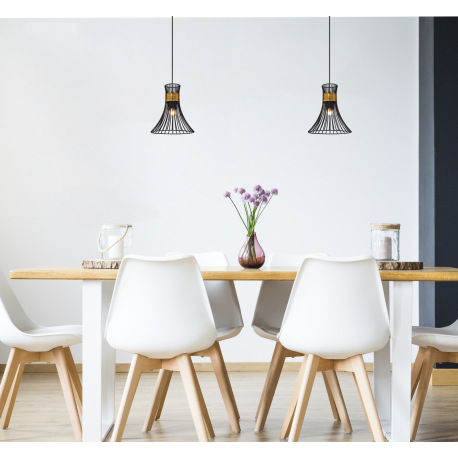 Závesné svietidlo, kov čierny, kovové tyče čierne a zlaté, Ø220, V:1200, bez žiarovky 1xE27, max. 60 7