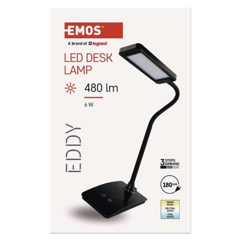 LED stolná lampa Eddy, čierna 6