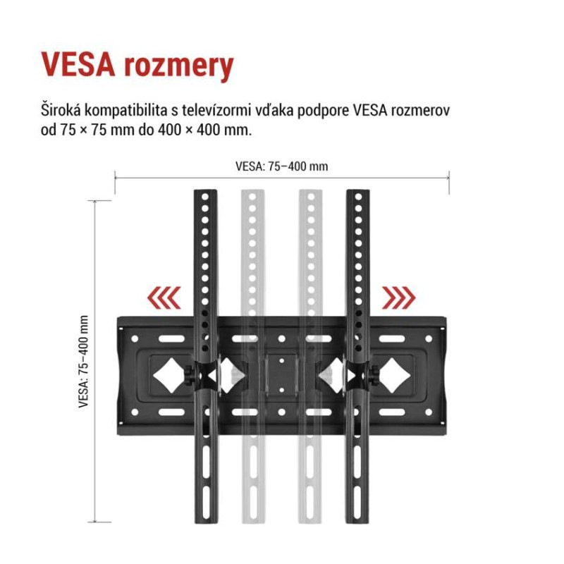 Naklápací nástenný TV držiak 26–65" (65–165 cm) 4
