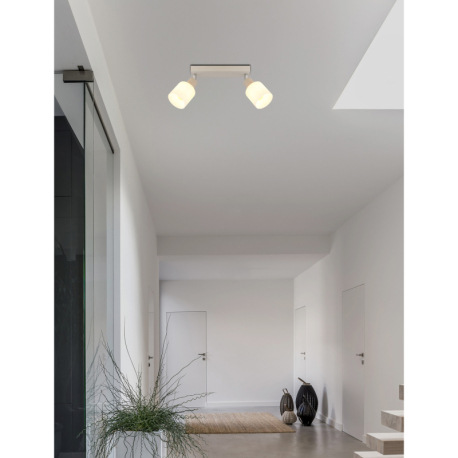 Nástenné svietidlo, kov, piesková matná, kov chrómovaný, sklo biele, DxŠxV: 280x80x185mm, bez žiarov 9