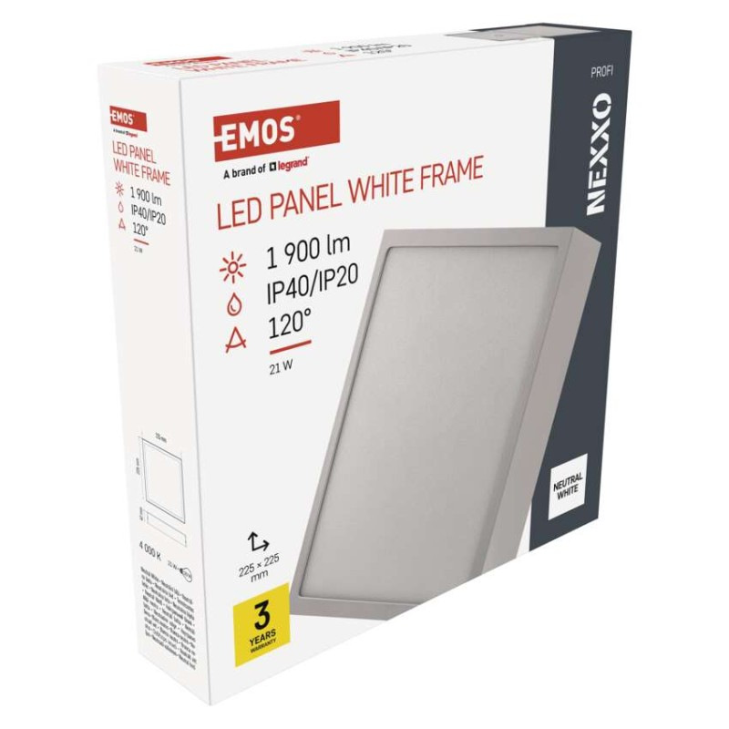 LED prisadené svietidlo, štvorec, biele, 21W,Neutrálna biela 8