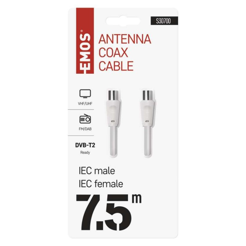 Anténny koaxiálny kábel tienený 7,5m – rovná vidlica 1