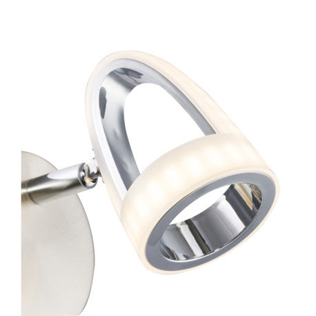 Nástenné svietidlo, kov, nikel, chróm, satinovaný plast, vypínač, ŠxV: 90x140, H: 150, vrátane 1xLED 5