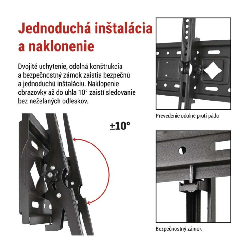 Naklápací nástenný TV držiak 26–65" (65–165 cm) 3