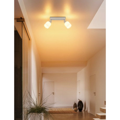 Nástenné svietidlo, kov, piesková matná, kov chrómovaný, sklo biele, DxŠxV: 280x80x185mm, bez žiarov 2