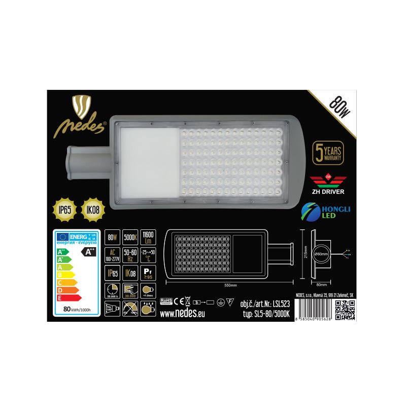 LED pouličné osvetlenie 80W / 5000K - LSL523 2