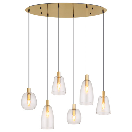 Závesné svietidlo kov mosadzná farba, sklo číre, kábel PVC čierny, možnosť nastavenia výšky, 3 rôzne 13