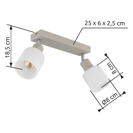 Nástenné svietidlo, kov, piesková matná, kov chrómovaný, sklo biele, DxŠxV: 280x80x185mm, bez žiarov 8